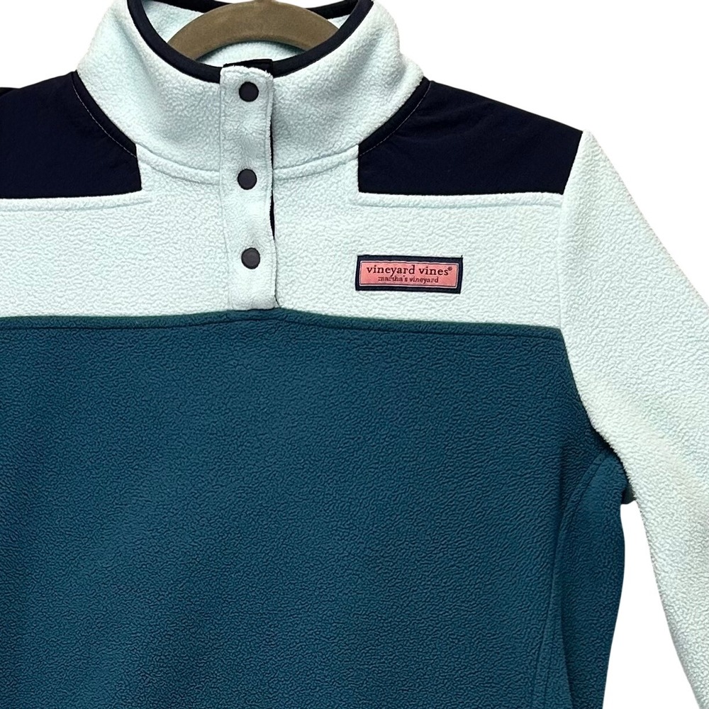 Vineyard‎ Vines Fleece Pullover Snap Neck Women S Blue Teal Martha's Vineyard